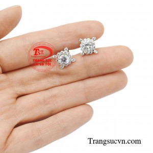 Hoa tai vàng trắng 18k chất lượng