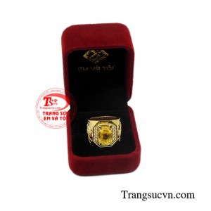 Nhẫn nam gắn đá Saphir phong thủy.