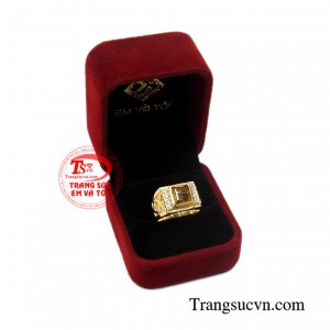 Nhẫn nam sapphire mệnh thổ bảo hành 12 tháng.