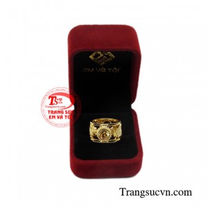 Nhẫn nam thạch anh vàng rồng phượng vàng 18k.