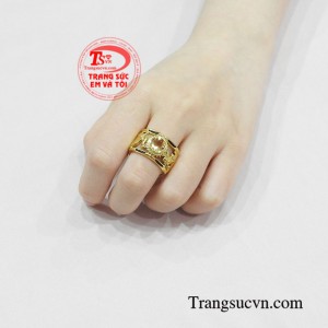 Nhẫn nam thạch anh vàng rồng phượng
