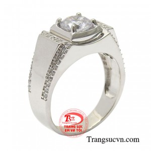 Nhẫn vàng trắng phong độ kiểu dáng nam tính toát lên vẻ điển trai và thời trang cho người đeo.