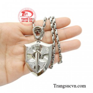 Bộ mặt dây khiên vàng trắng