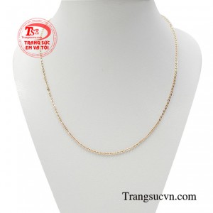 Dây chuyền nữ o kết vàng hồng kiểu dáng chuỗi xích nhỏ nữ tính, thời trang. 
