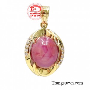 Mặt dây ruby sao thịnh vượng vàng 14k chất lượng cao, chế tác độc đáo