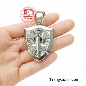 Mặt khiên vàng trắng mạnh mẽ 14k bền đẹp.