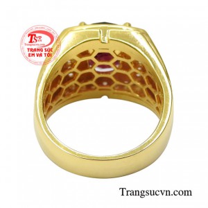 Nhẫn nam Garnet thịnh vượng đảm bảo chất lượng.