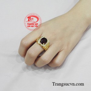 Nhẫn nam Garnet thịnh vượng