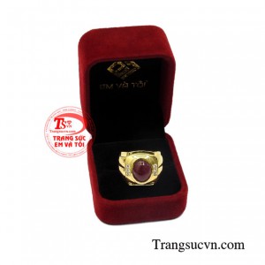 Nhẫn nam ruby lịch lãm thiên nhiên.