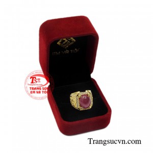 Nhẫn nam ruby rồng phượng may mắn chất lượng.