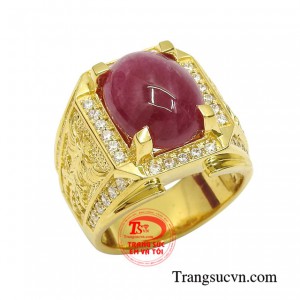 Nhẫn nam ruby rồng phượng may mắn tài lộc.