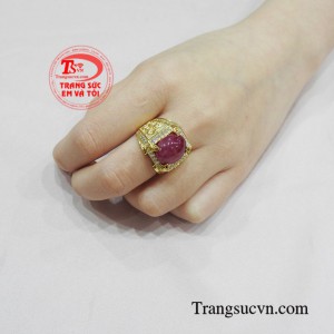 Nhẫn nam ruby rồng phượng may mắn
