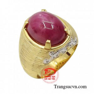Nhẫn nam ruby sao thiên nhiên chất lượng cao, thiết kế tinh xảo