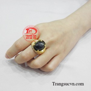 Nhẫn nam vàng tây đá quý thời trang