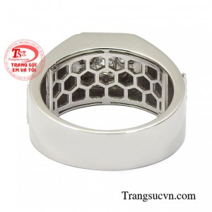 Nhẫn nam vàng trắng cát lộc thời thượng