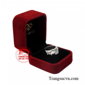 Nhẫn nam vàng trắng cát lộc