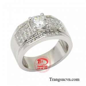 Nhẫn vàng trắng mạnh mẽ 10k bền đẹp.