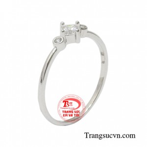 Nhẫn vàng trắng may mắn vàng 10k nhập khẩu Korea chất lượng, bền đẹp