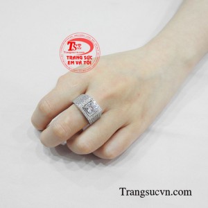 Nhẫn vàng trắng nam cá tính thời trang