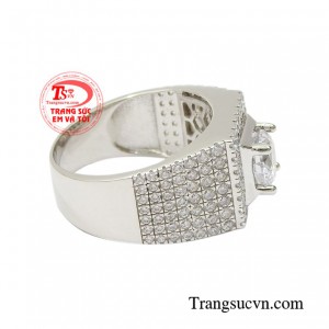 Nhẫn nam vàng trắng bền đẹp, chất lượng, chế tác theo yêu cầu khách hàng