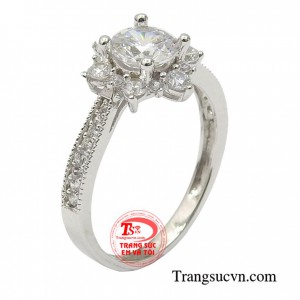 Nhẫn vàng trắng nữ xinh xắn 10k gắn đá CZ lấp lánh, tinh xảo