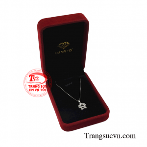 Bộ mặt dây chuyền vàng trắng