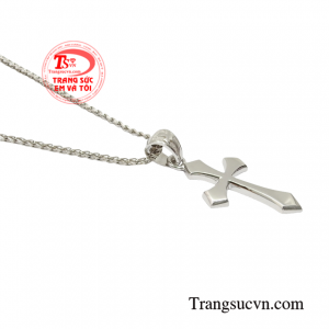 Bộ thánh giá vàng trắng đức tin vàng 18k bền đẹp.