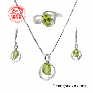 Bộ trang sức đá peridot đẹp