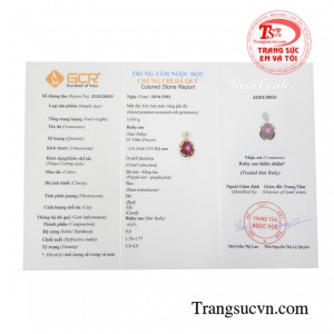 Mặt dây ruby sao lộc phát