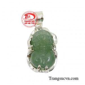 Mặt tỳ hưu aventurine tài lộc chạm khắc đẹp, gắn đá thiên nhiên cao cấp