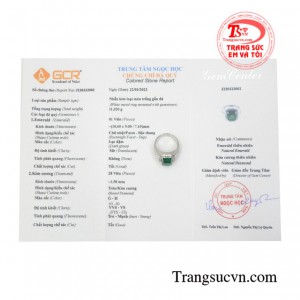 Nhẫn vàng trắng emerald nam tính