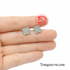 Bông tai vàng trắng đáng yêu bảo hành uy tín.