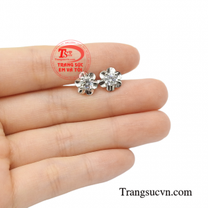 Bông tai vàng trắng dễ thương giao hàng tận nơi.