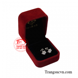 Bông tai vàng trắng dễ thương korea 10k