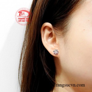 Bông tai vàng trắng dễ thương