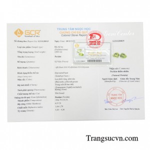 Đá peridot ép vỉ thiên nhiên cao cấp, có giấy kiểm định đá quý kèm theo.