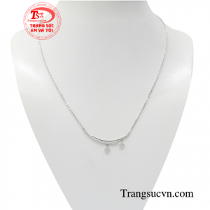 Dây chuyền liền mặt tinh tế vàng trắng 10k nhập khẩu Hàn Quốc