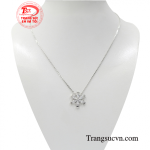 Dây chuyền liền mặt yêu kiều vàng trắng 10k nhập khẩu Hàn Quốc chất lượng, bền đẹp