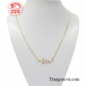 Dây chuyền liền mặt yêu thương vàng 18k được thiết kế tinh xảo sắc nét