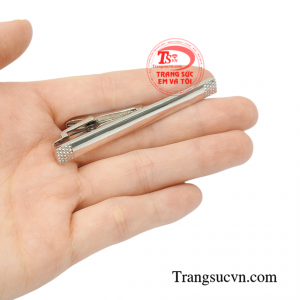 Kẹp caravat vàng trắng lịch lãm 14k bền đẹp.