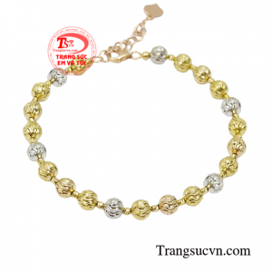 Lắc bi vàng cá tính nhập khẩu Italy vàng 18k cao cấp