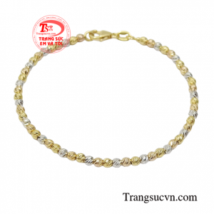 Lắc bi vàng thanh lịch vàng 18k nhập khẩu Italy thiết kế độc đáo, chất lượng đảm bảo