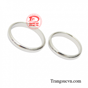 Nhẫn cưới vàng trắng chung đôi cao cấp