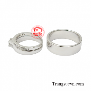Nhẫn cưới vàng trắng phong cách cao cấp cho các cặp đôi
