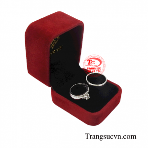 Nhẫn cưới vàng trắng phong cách 10k đẹp, chất lượng, khắc chữ miễn phí