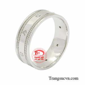 Nhẫn kim cương vàng trắng tinh tế vàng 18k thiết kế sang trọng và phong cách