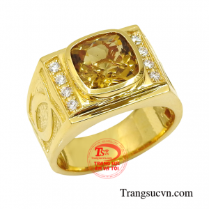 Nhẫn nam thạch anh vàng phong thủy chất lượng.