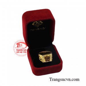 Nhẫn nam thạch anh vàng phong thủy lịch lãm.