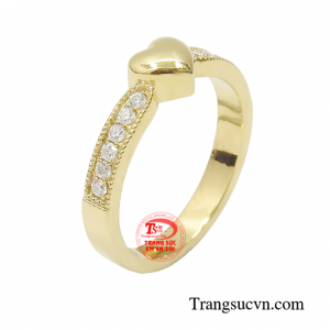 Nhẫn nữ trái tim phong cách chế tấc bằng vàng 14k gắn đá moissanite tinh xảo, chất lượng
