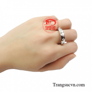 Nhẫn tràng hạt vàng trắng 10k cao cấp